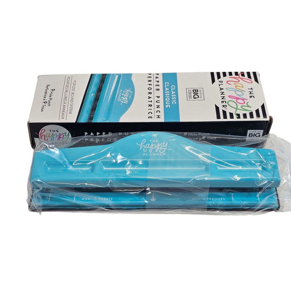 The Happy Planner Classic 9 Hole Paper Punch Teal Disc Bound System MAMBI New